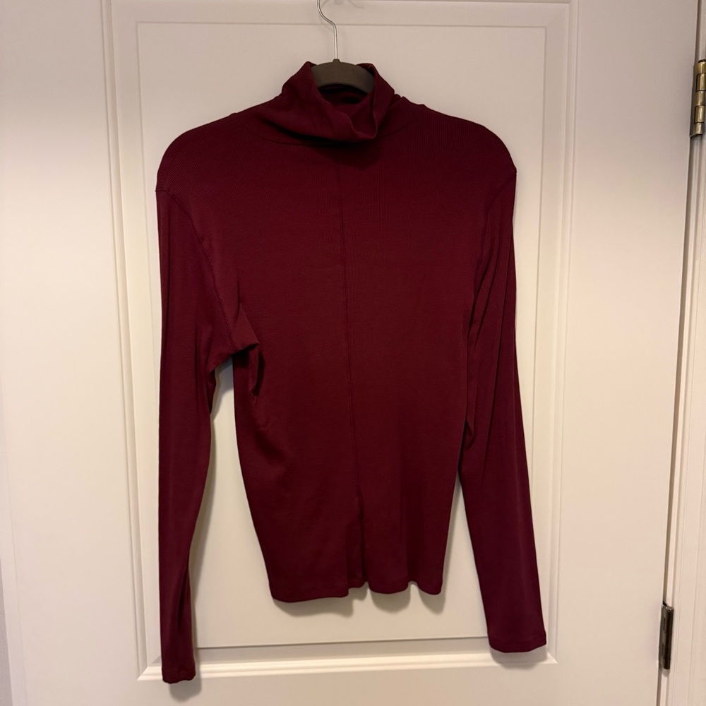 Everlane Deep Red Ribbed Turtleneck - Picture 2 of 4